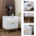 thumbnail image 4 of 20" Tall Wooden Nightstand, Luxury Carving Board 2-Drawer Night Stand with Metal Legs, Bed Side Table for Bedroom, Living Room, Lounge, 4 of 8