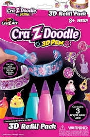 Crazy Art Crazy Doodle 3d Pen 3d Refill Pack 3ct Pink Walmart Com Walmart Com