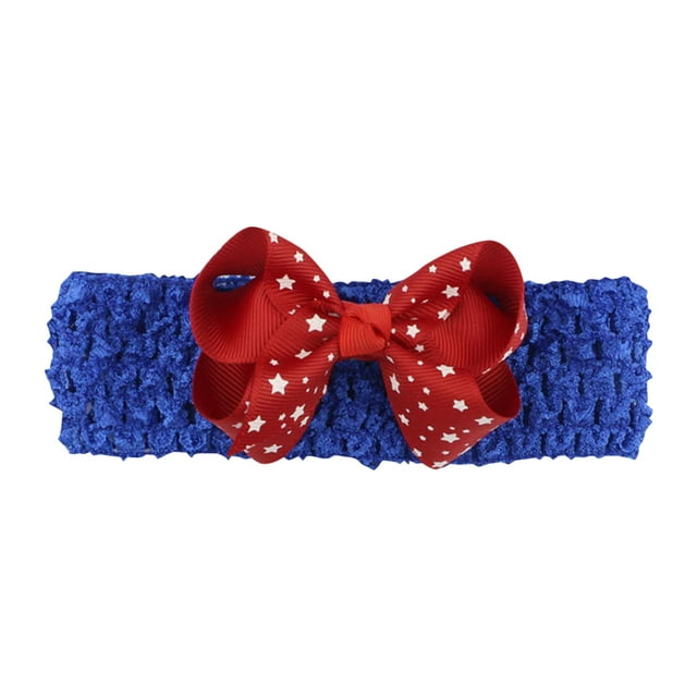 WREESH American Flag Headband Hair Bow Elastic Hairband For Independence Day