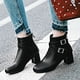 thumbnail image 4 of NECHOLOGY Botas Mujer Zapatos Botines mujer Botas de tacón grueso para mujer de otoño e invierno, hebilla de cinturón, botas de mujer con cremallera lateral de tacón medio (Black, 7.50), 4 of 7