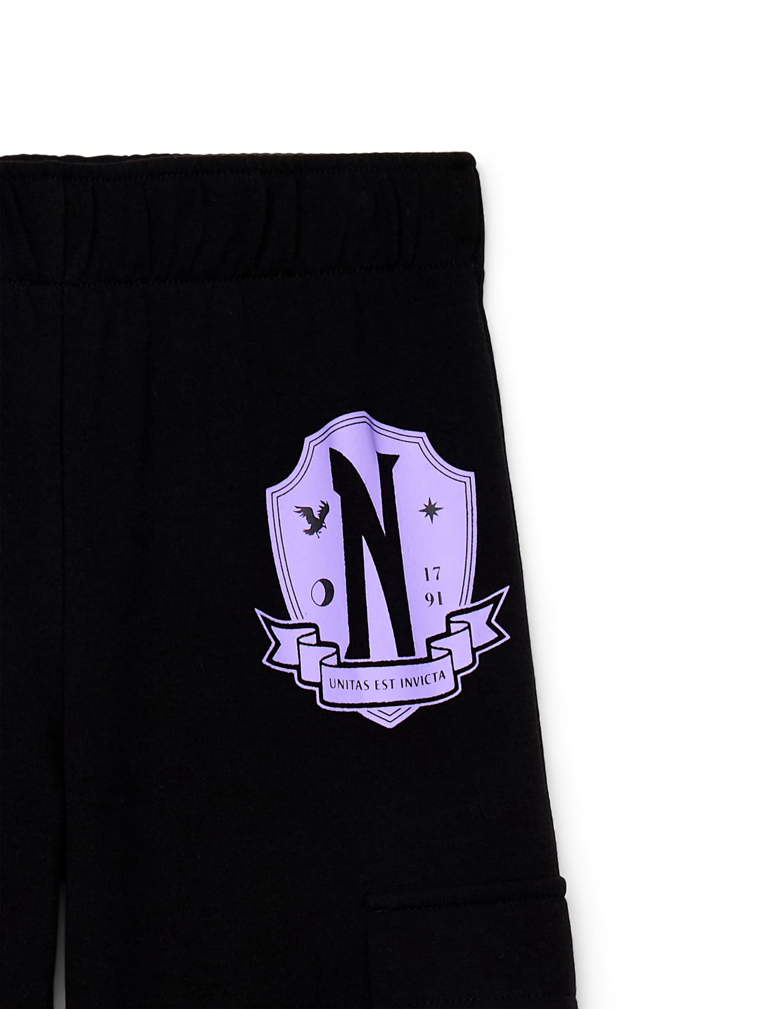 Wednesday Addams Girls Halloween Wide Leg Fleece Pants, Sizes 4-16