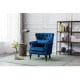thumbnail image 3 of Guyou Mid Century Accent Chair Modern Button Tufted Armchair Wingback Club Chair Velvet Single Sofa Lounge Chair with Pillow for Living Room Bedroom, Blue, 3 of 12