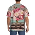 thumbnail image 3 of Rateoe Vintage Typewriter Floral Pattern Men's Short Sleeve Classic Shirt, Casual Short-Sleeved Shirt, Lightweight Summer Shirt, Cuban Collar Shirt,Button-Front Shirt-3X-Large, 3 of 5