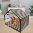 thumbnail image 2 of Zambia Pet House, Cheetah Pattern with Circles Spiral Exotic Fur Zoo Savannah Image, Outdoor & Indoor Portable Dog Kennel with Pillow and Cover, 5 Sizes, Dark Brown Orange and White, by Ambesonne, 2 of 4