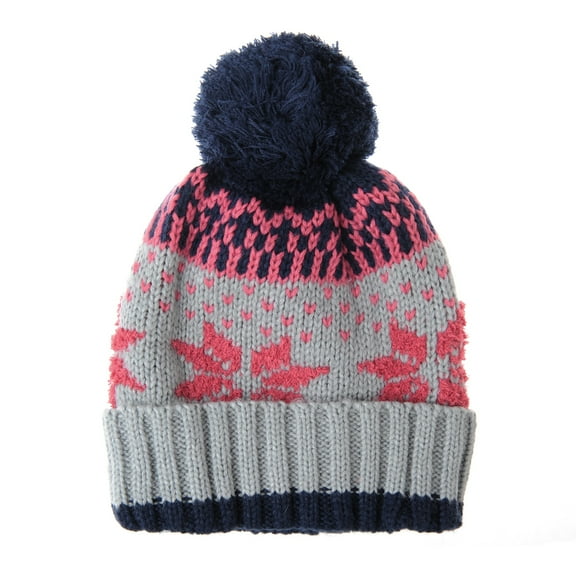 WITHMOONS Knit Fairs Isle Nordic Bobble Pom Beanie Hat CR5128 (Blue)