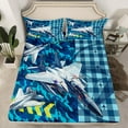 thumbnail image 3 of Feelyou Cartoon Airplane Boys Twin Sheet Sets, Plane Helicopter Print Twin Fitted Sheet, Blue Camouflage Buffalo Flat Sheet, Breathable Home Decor, 3 Pieces, 3 of 8