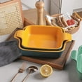 thumbnail image 3 of SWEEJAR Ceramic Baking Dish, 9 x 9 Cake Baking Pan for Brownie, Porcelain Square Bakeware with Double Handle for Casserole, Lasagna, Family Dinner,Blue&Yellow, 3 of 6