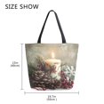 thumbnail image 5 of Large Canvas Bag 13.5x5.1x15 Inch Canvas Bag Shopping Canvas Bag Suitable For Outing Shopping Travel Out Of Large Capacity Storage Christmas Candle Pattern, 5 of 9