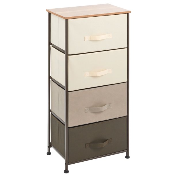 mDesign Tall Dresser Storage Tower Stand with 4 Removable Fabric