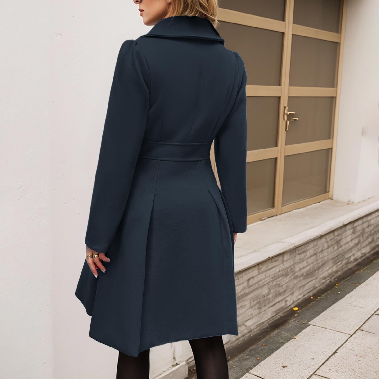 UAYOTSE Womens Trench Coat Notched Lapel Double Long Jacket