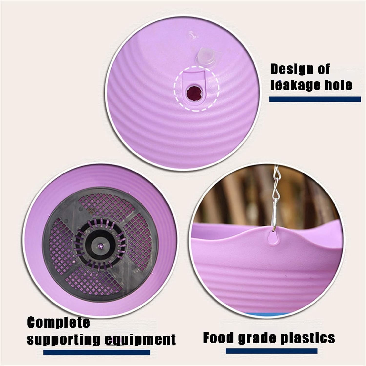 Hanging Plastic Planter Pot,Colorful Garden Flower Plant Pot with Drainer Chain for Indoor Use,HXRH Reusable Hanging Flower Basket for Outdoor,Garden