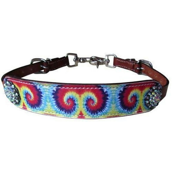 Showman Tie Dye Print Leather Wither Strap