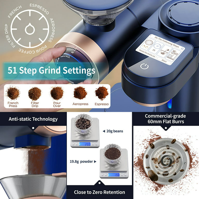 Gevi 4-in-1 Smart Pour-over Coffee Machine Fast Heating Brewer With Built-In  Grinder, 51 Step Grind Setting, Automatic Barista Mode, Custom Recipes,  Descaling Function, Aluminum, 1000W
