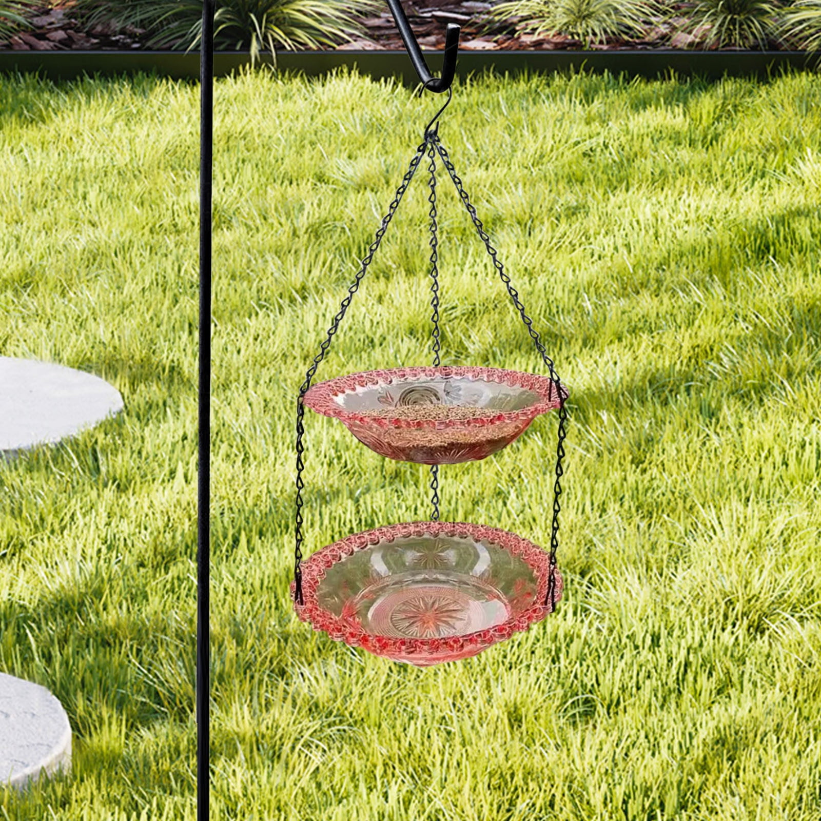 Outdoor Bird Feeder | Hanging Plastic Feeder for Balcony or Garden | Easy to Fill & Clean | Reusable Bird Bath & Food Feeder | Includes 1 Feeder