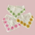 thumbnail image 4 of sunsanly Women Knitting Headscarf Crochet Plaid Flower Pattern Hollow Out Headscarf Girl Triangle Headband Head Accessories, 4 of 8