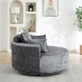 thumbnail image 6 of Leumius 55" Oversized Round Swivel Accent Chair,Upholstered Polyester 360 Degree Swivel Chair for Living Room, Bedroom, Lounge and Projection Room,Gray, 6 of 10