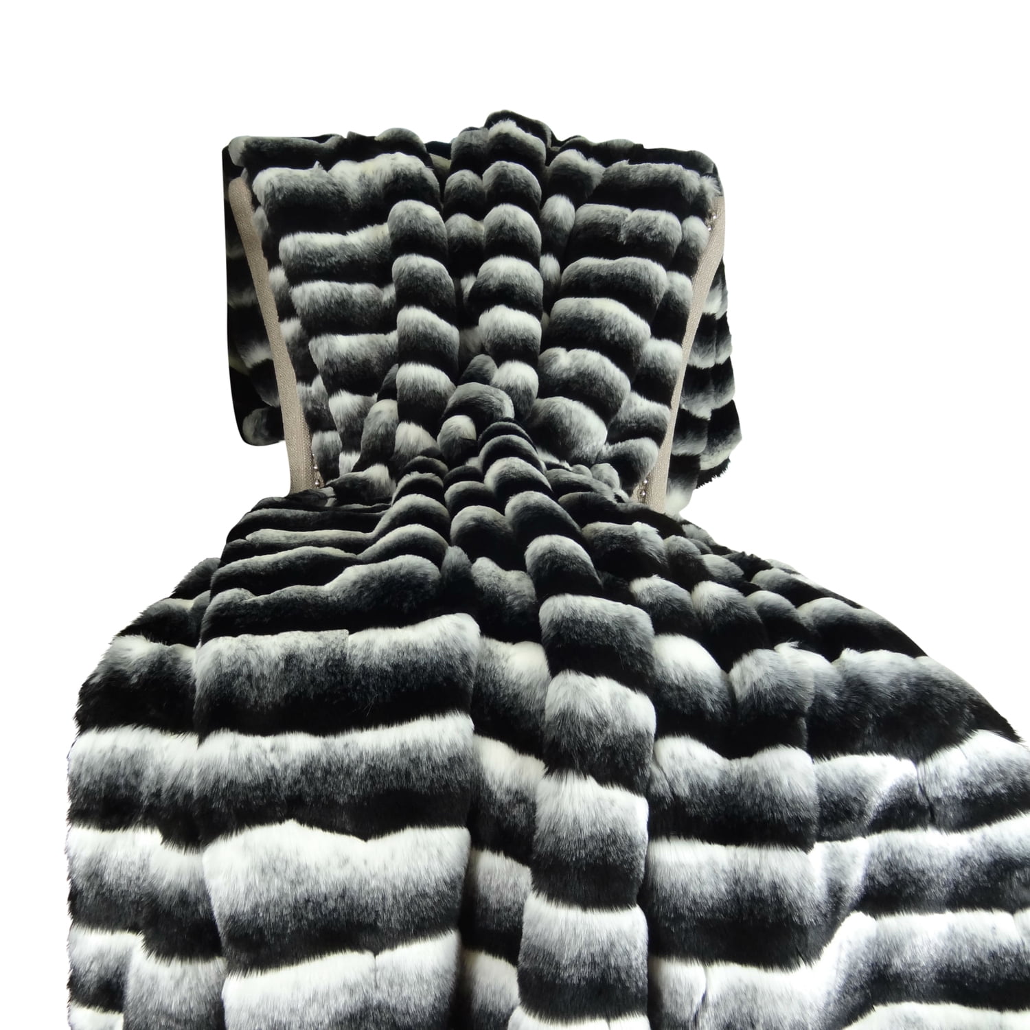 Plutus Wild Chinchilla Faux Fur Handmade Throw/BlanketColorBlack