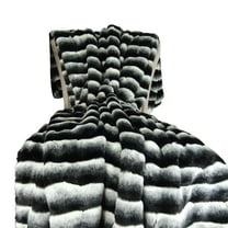 Plutus Wild Chinchilla Faux Fur Handmade Throw/Blanket-Color:Black/White,Size:70"W x 90"L