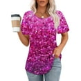 thumbnail image 2 of Youyipin Women's Clothing Summer Tops Glitter Glam Sequin Top Loose Sleeves Sparkly Shimmer Party Bridesmaid Sequined Tunic Top Spring Tops For Women, 2 of 6