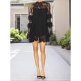thumbnail image 4 of Argulvti Robe en Dentelle pour Femme, Robe Transparente à Manches Longues à Col Ras du Cou, Robe de Cocktail, Robe Courte d'Automne, 4 of 7