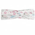 thumbnail image 1 of Pastel Headband, Cats Ride a Bicycle with Flowers Clouds Hearts and Butterflies Shape, Elastic and Soft Women's Bandana for Sports and Everyday Use, Grey Red Coconut, by Ambesonne, 1 of 3