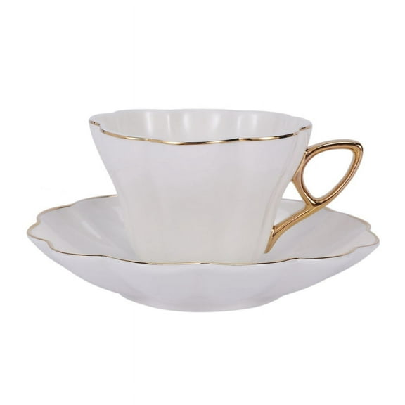 Elegant Flower Bone China Tea Cup Saucer Set Ceramic White Porcelain Coffee Espresso