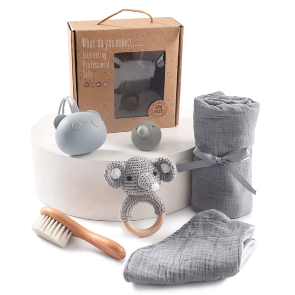 Set de regalo para bebés EERKEOD Newborn Essentials con manta y sonajero