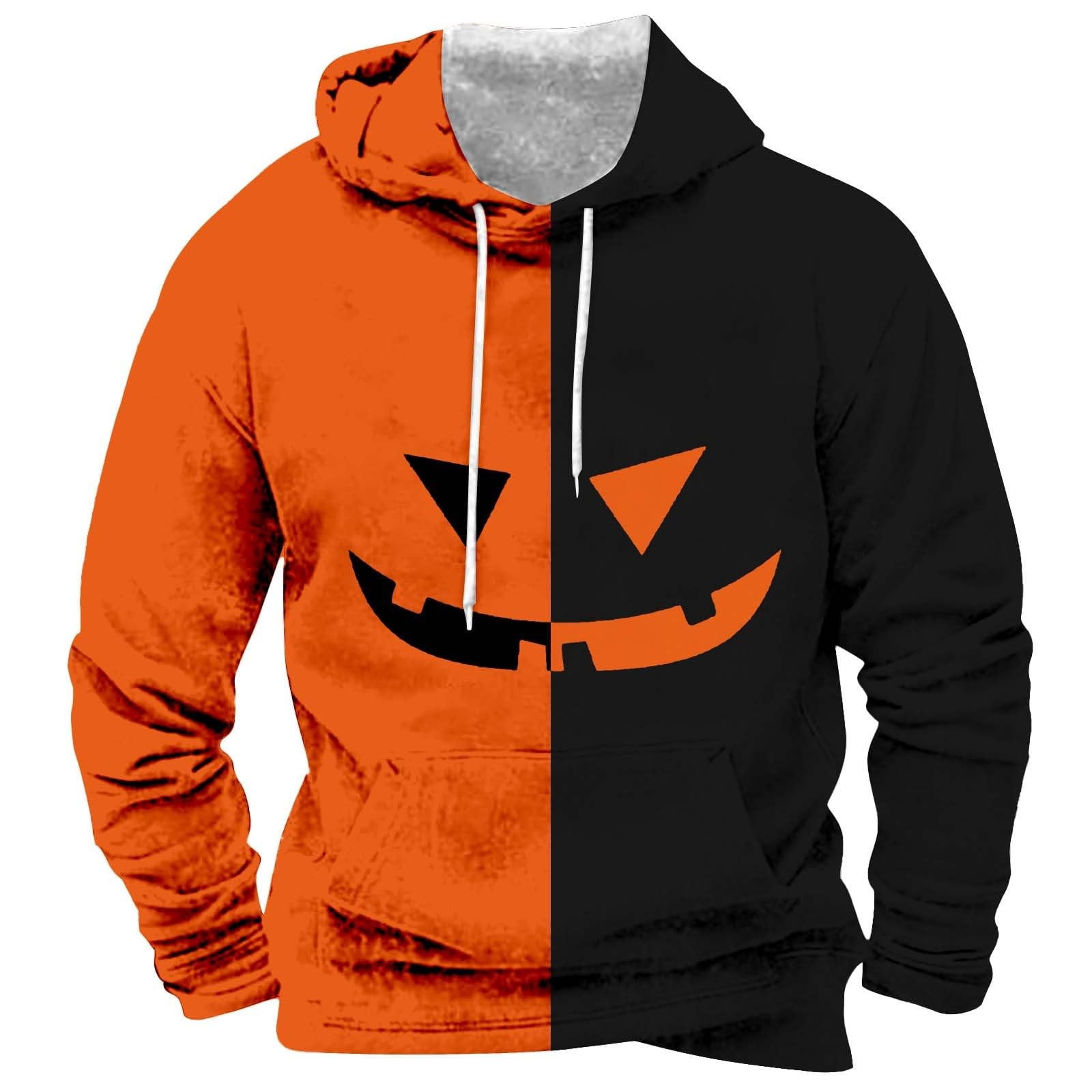 Sweat à Capuche Homme Motif Tête De Citrouille Halloween - Décontracté Et Festif Pour Fêtes D'Halloween