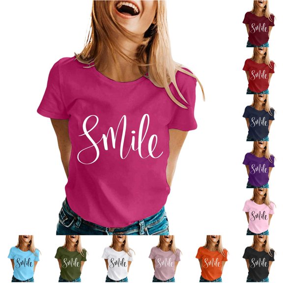 Xiaoxatg Womens T Shirts,Women's T-Shirts—Casual Graphic Tee for Women with Short Sleeve Summer TopHot PinkXXL