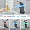 thumbnail image 3 of LED Bathroom Sink Basin Facuet Single Handle Waterfall Vanity Mixer With Drain, 3 of 15