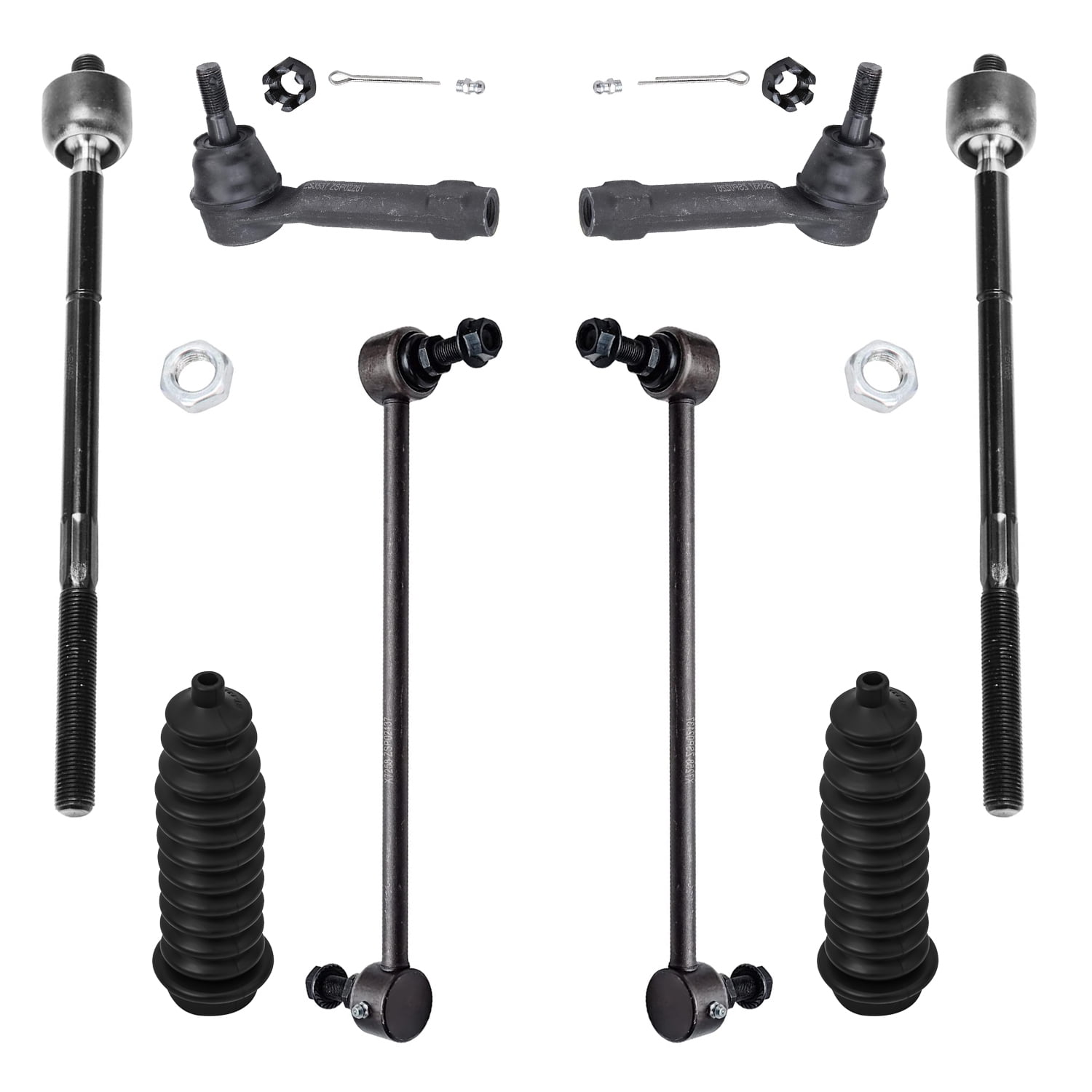 Detroit Axle - 12pc Front Suspension Kit for Chrysler Town & Country Voyager Dodge Grand Caravan, Lower Control Arms Sway Bars Inner Outer Tie Rods Boots 2001 2002 2003 Replacement Struts Shocks
