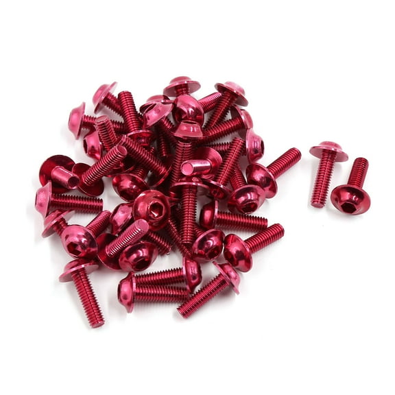 Unique Bargains 40Pcs Red M6 Hexagonal Bolts Screws for Motorbike Sportbikes Fairing Bodywork