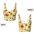 thumbnail image 5 of Haiem Sunflowers And Butterflies Pattern Womens Sports Bra - U Neck Padded Low Impact Yoga Bra Workout Crop Top Gym Moisture-Wicking Workout Vest -, 5 of 9