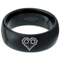 thumbnail image 2 of Tungsten Bicycle Chain Gear Heart Band Ring 8mm Men Women Comfort Fit Black Dome Polished, 2 of 4