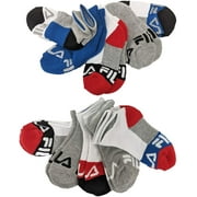Fila Kids Boys 10-Pack Half Cushion Quarter Socks Logo Repeat - White, Boys Medium Shoe size 10-4