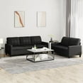 thumbnail image 1 of vidaXL 2 Piece Sofa Set with Cushions Black Faux Leather, 1 of 4