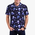 thumbnail image 5 of Yiaed Skull flower leaf purplePrint Men's Short Sleeve Polo Shirt,Golf Polo for Men Three-Button Golf Shirt Athletic Casual Collared T-Shirt- XX-Large, 5 of 7