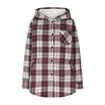 thumbnail image 4 of Fartey Women's Flannel Fleece Shacket Jacket Plaid Button Down Long Sleeve Hooded Jackets 2025 Fall Winter Warm Coat with Pockets, 4 of 9