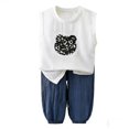 thumbnail image 2 of ITSAME Boys Outfit Set, Loose Fit Crewneck Tank Top and Tapered Pants Summer Fashion Clothes 2-Piece Blue Size 3-4, 2 of 6