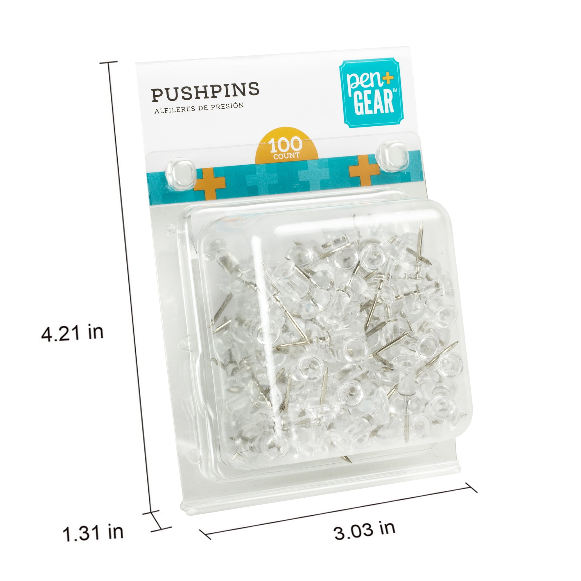 Pen+Gear 3/8" Clear Plastic Push Pins, 10 Packs, 100 Push Pins per Pack, 1000 Push Pins Total