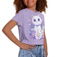 thumbnail image 4 of Uourmeti Girls Cat Crewneck T-Shirt Cute Short Crop Tops Flower Casual Sports Pullover Summer Short Sleeve Top Size 8-10, 4 of 6