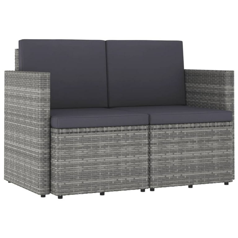 2 seater rattan garden sofa 2025 grey