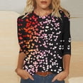thumbnail image 2 of Penkiiy Chemises de la Saint-Valentin pour Femmes Décontractées Manches 3/4 Col Rond Blouses Imprimé Mignon Tuniques Tops 2025 2TG Multicolore, 2 of 5