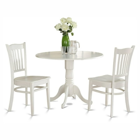 Drop Leaf Dining Table Set East West Furniture Dublin 3 Piece Drop Leaf Dining Table Set with Groton Wooden Seat Chairs ()