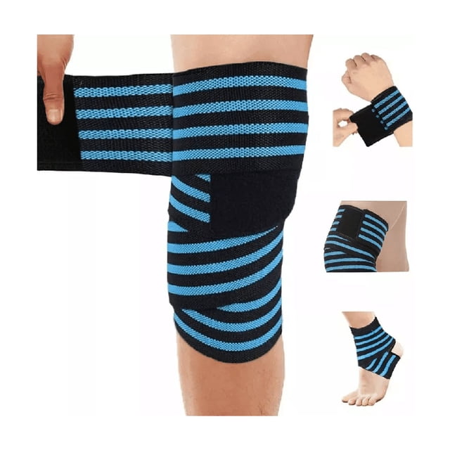 Rodillera Elástica Vendas 1 Par Bandas Deportiva Rodilla Gym azul/negro