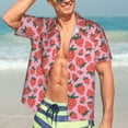thumbnail image 7 of Pofeuu Cartoon Strawberry Print Hawaiian Shirt for Men Sleeves Casual Button Down Summer Beach Dress Shirts T-Shirts,X-Large, 7 of 7
