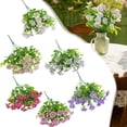 thumbnail image 3 of Faux Flowers, Artificial Petunia Bouquet Hanging Vine Flowers Fake Petunia Stems for Outdoor Spring Decor Realistic Multicolor Maintenance-Free Porch Patio Accents Red 1Pcs, 3 of 8