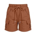 thumbnail image 6 of Grblisyd Girls Bermuda Cargo Shorts Baggy Solid Color Hiking Shorts Summer Casual Elastic High Waist Drawstring Pants with Pockets, 6 of 7