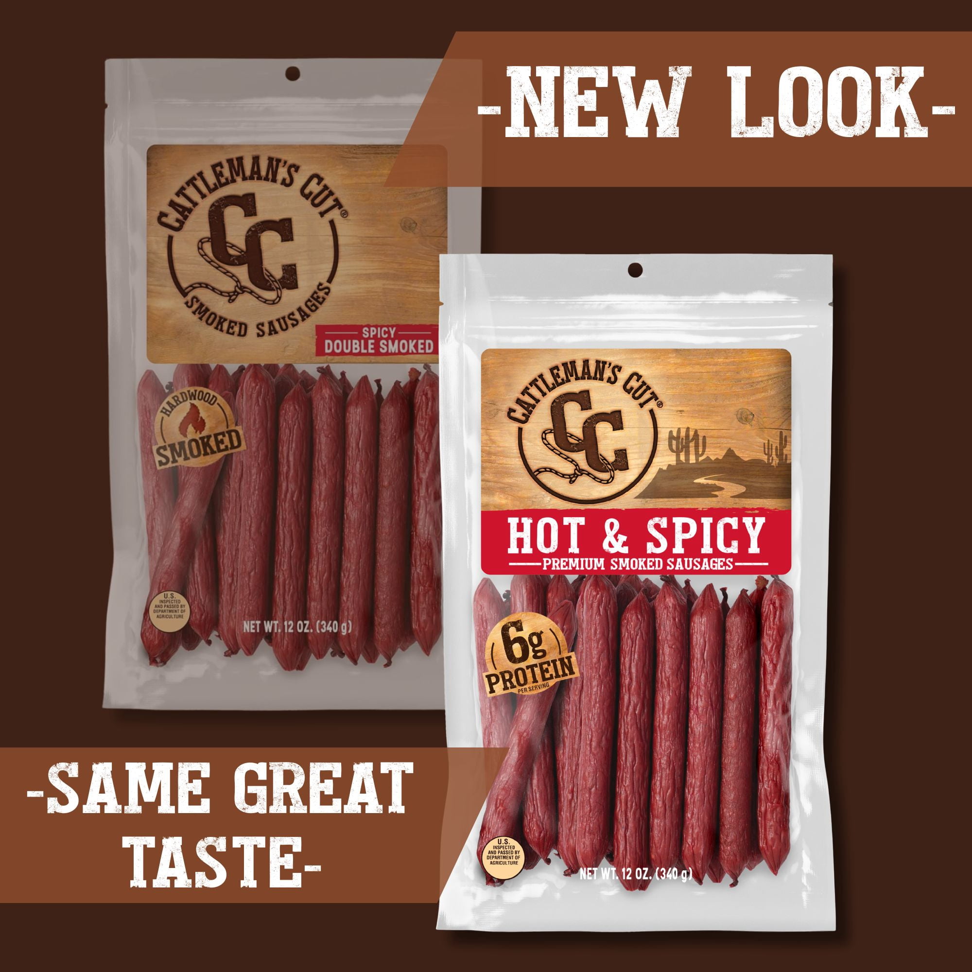 Cattleman's Cut Spicy Double Smoked Stick, Smoked Sausages, 12oz