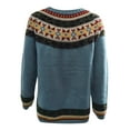 thumbnail image 4 of QTBIUQ Sweater Womens Casual Printed Pullover Long Sleeve Round NeckOuterwear Coats Sweaters Light Blue, 4 of 5